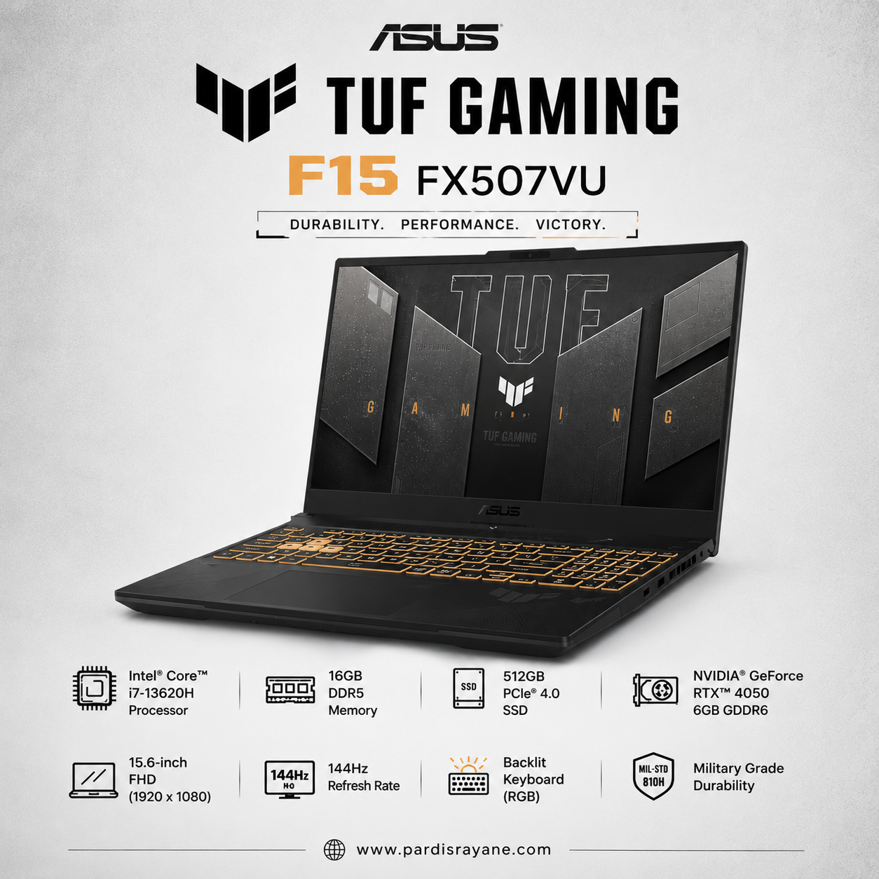 لپ تاپ ایسوس مدل  ASUS TUF Gaming F15 FX507Vu